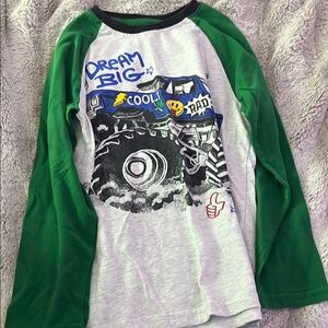 Kids Green and Gray Monster Truck Shirt